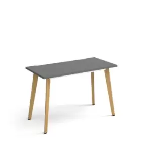 Image of Giza straight desk 1200mm x 600mm with wooden legs - oak finish, grey top