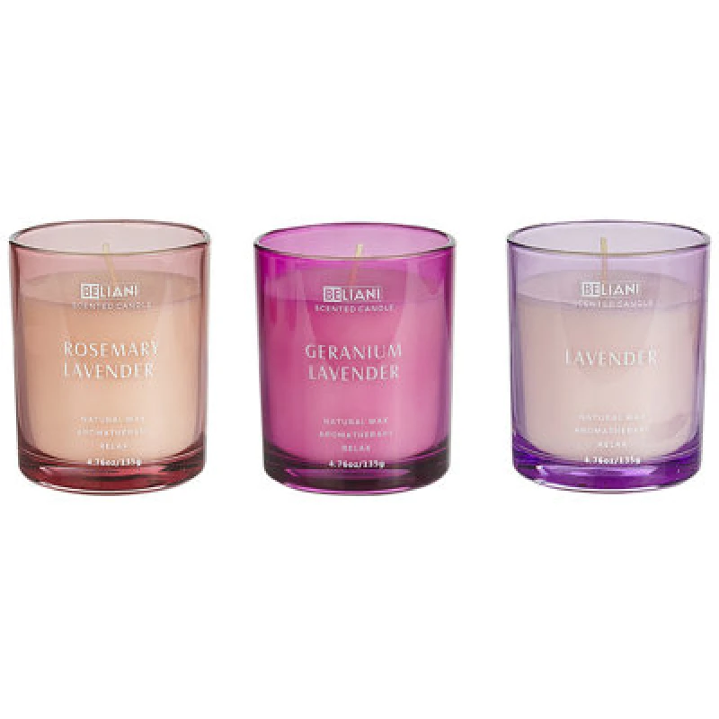 Image of Beliani Set Of 3 Scented Candles Sheer Joy Soy Wax Floral Notes