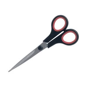 Image of 5 Star Office Scissors 160mm Rubber Handles Stainless Steel Blades Black Red