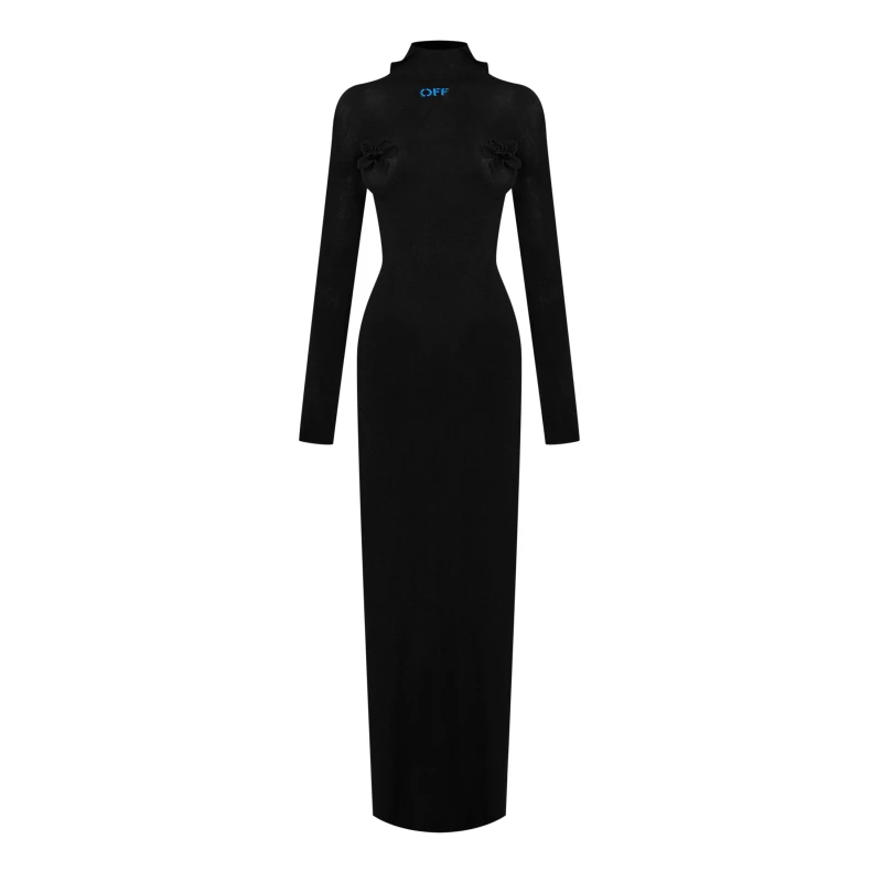 Image of Off White Womens Embroidered Floral Long Sleeve Maxi Dress Black/Blue female 36