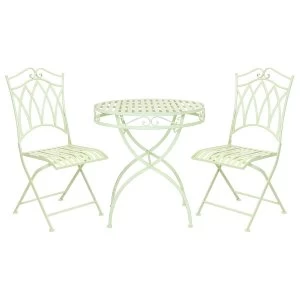 Image of Charles Bentley Wrought Iron 2-Seater Bistro Set - Pastel Green