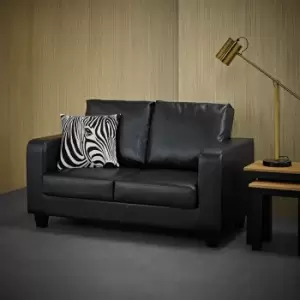 Image of Sofa In A Box Black Faux Leather 2 Seater
