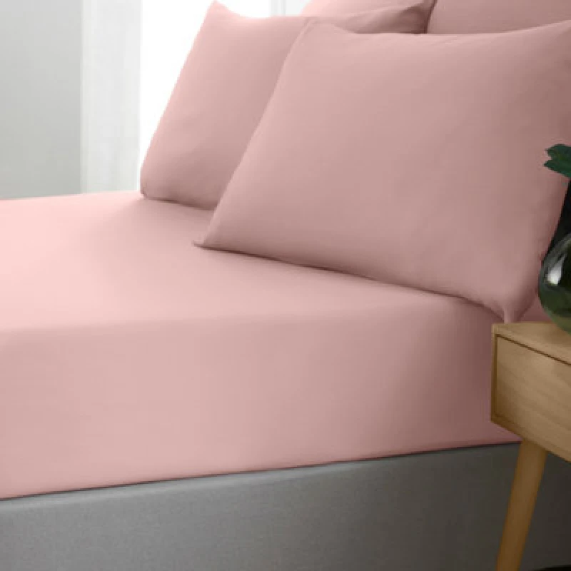 Image of Catherine Lansfield So Soft Non-Iron Super King Fitted Sheet Blush Pink