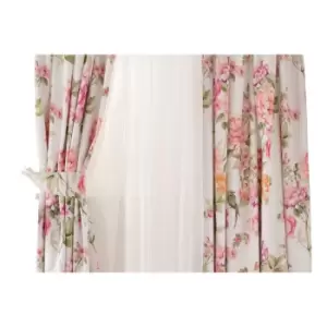 Image of Belledorm Anisshka Curtains (66in x 54in) (White/Pink/Green)
