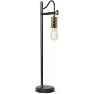 Image of Table Lamp Black & Highly Polished Brass Finish LED E27 60W Bulb d00472