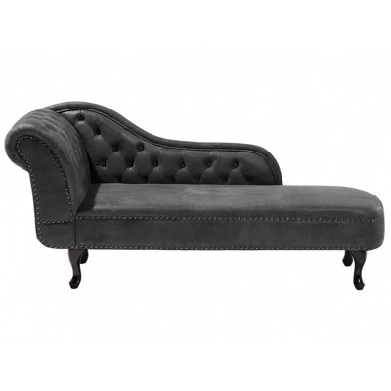 Image of Beliani Left-Hand Chaise Lounge Nimes Faux Suede Dark Grey