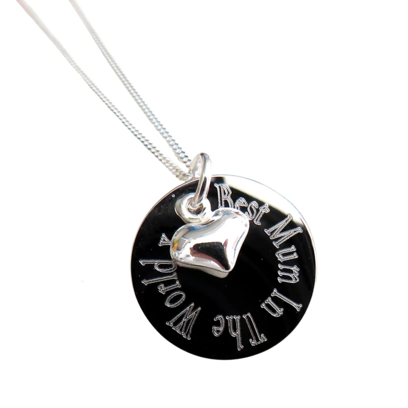Image of Aye Do Gifts Best Mum In The World Heart Charm Necklace 7738-1E Silver female 16