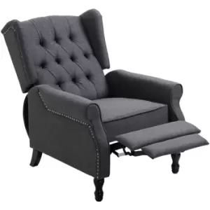 Image of HOMCOM Manual Reclining Armchair Recliner with Retractable Footrest Dark Grey - Dark Grey