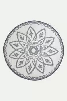 Image of Henna Pattern White & Grey Outdoor Rug, 180cm Round