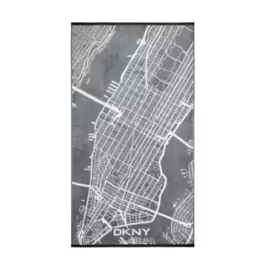 Image of DKNY City Map Bath Sheet, Grey & Black