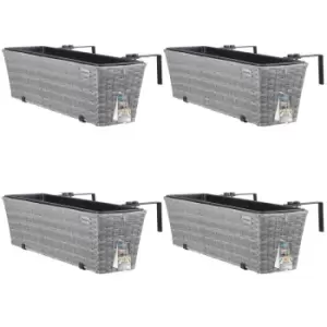 Image of Casaria - Set of 4 Flower Boxes Mountable Indoor Outdoor Railing Balcony Planter Box 11 Litres Black Brown Cream Grey Grey