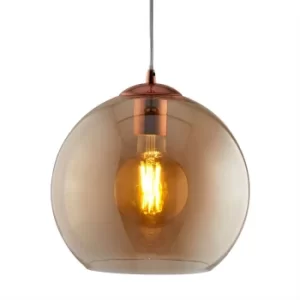 Image of Balls 1 Light Dome Ceiling Pendant Antique Brass, Amber, Glass, E27