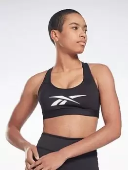Image of Reebok Lux Vector Racer Sports Bra, Black, Size XL, Women