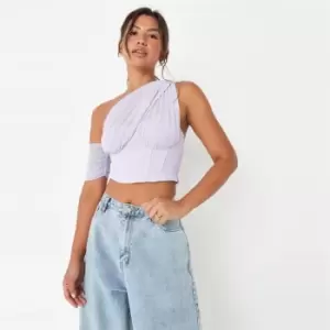 Image of Missguided Asym Mesh Corset Top - Purple