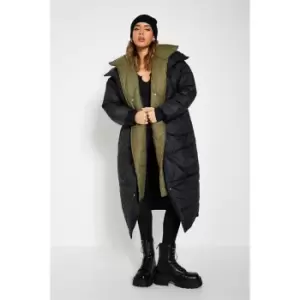 Image of I Saw It First Contrast Double Layered Padded Coat - Black