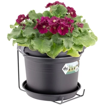Image of Elho - Flower Pot Green Basics Potholder 19x15cm Round Balcony Bracket Planter Plant Container Black