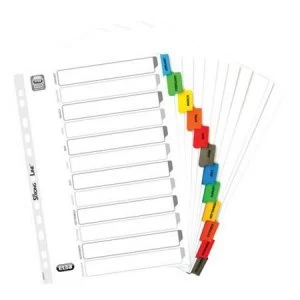 Image of Elba A4 Mylar Dividers Europunched Jan-Dec Coloured Tabs White Single