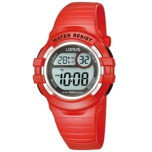 Image of Lorus R2399HX9 Childrens Digital Chronograph Watch with Red Patent Strap