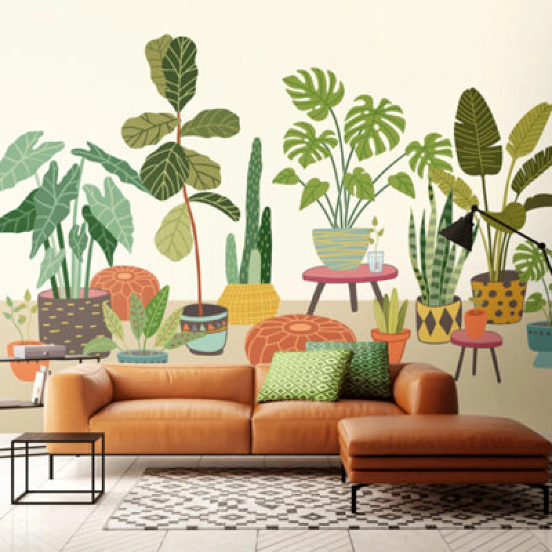 Image of Origin Murals Houseplant Pots Natural Matt Smooth Paste The Wall Mural 350Cm Wide X 280Cm High