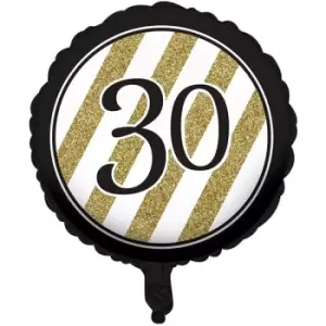 Image of 30th Foil Balloon Black & Gold
