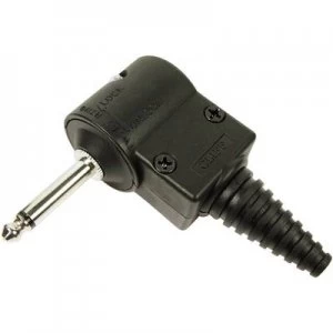Image of 6.35mm audio jack Plug right angle Number of pins 2 Mono Black Cliff CL2076