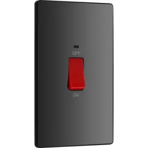 Image of BG Evolve Chrome ( Ins) 45A Rectangular Switch, Double Pole With LED Power Indicator in Black Steel
