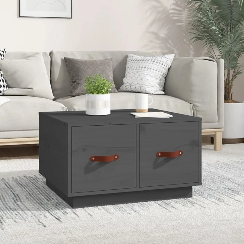 Image of Vidaxl Coffee Table Grey 60X53X35cm Solid Wood Pine, Grey 820968