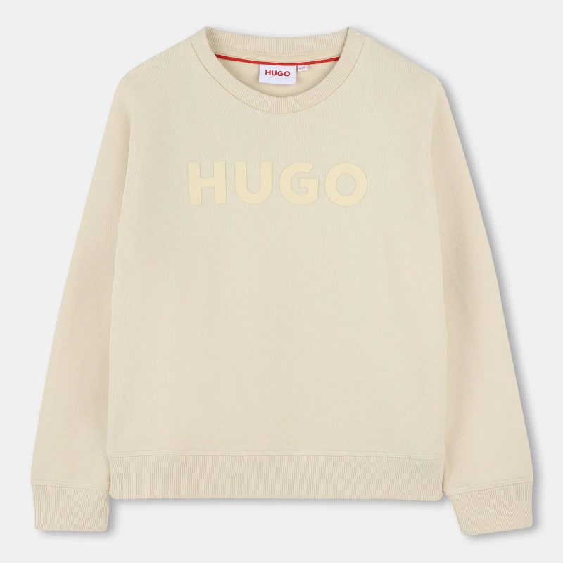 Image of Hugo Kids Logo Crew Sweatshirt Stone 255 male 12Y