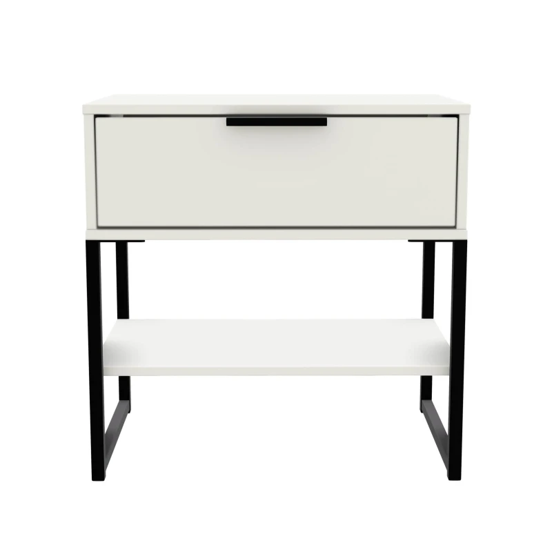Image of Madrid 1 Drawer Lamp Table In White Matt (Ready Assembled)