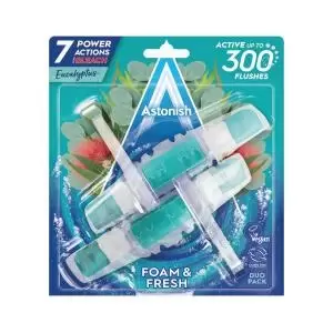 Image of Astonish Foam and Fresh Eucalyptus Toilet Rim Block Twinpack Pack of 9