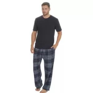Image of Embargo Mens Check Short Sleeve Pyjama Set (S) (Navy)
