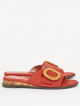 Image of Evans Extra Wide Fit Wooden Buckle Sliders - Red