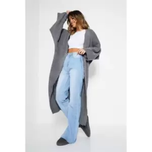 Image of I Saw It First Wide Sleeve Knitted Maxi Cardigan - Grey