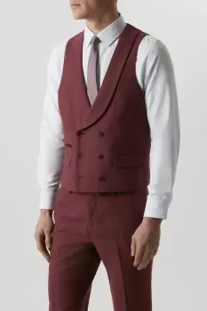 Image of Mens Slim Fit Burgundy Tweed Suit Waistcoat