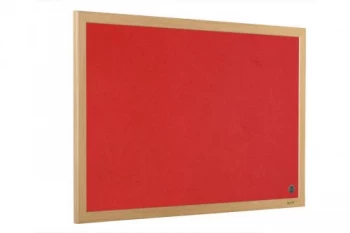 Image of Bi-Office Earth-It Exec Red Felt Ntcbrd Oak Frame 90x60cm