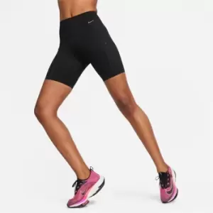 Image of Nike Go Womens Firm-Support Mid-Rise 8 Biker Shorts with Pockets - Black