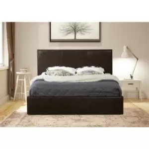 Image of Modernique - Black 3ft, Ottoman Single Storage Bed Faux Leather in Black - Black