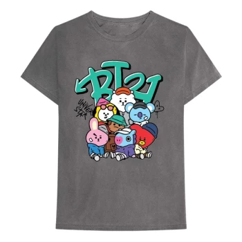 Image of BT21 - Street Mood Group Unisex Medium T-Shirt - Grey