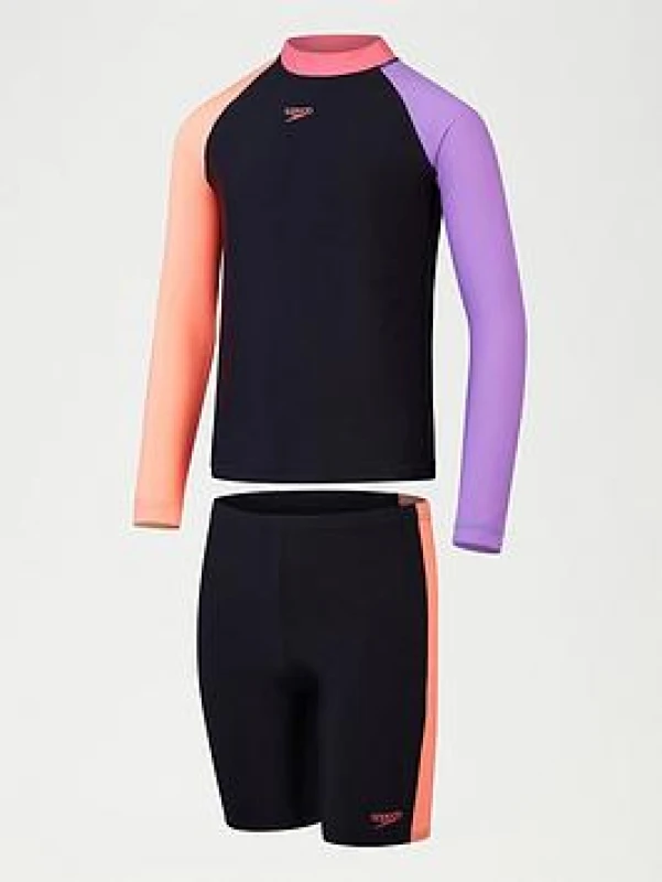 Image of Speedo Kids Two Piece Swimsuit Pink/Purple female 5-6 (XS)