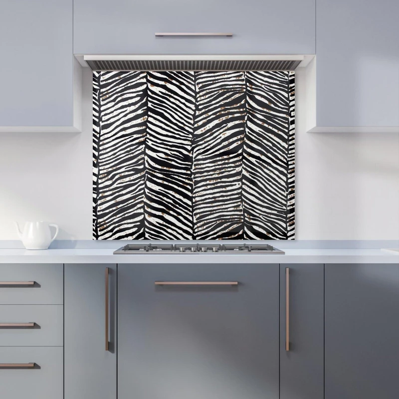 Image of Warren Reed - Designer Zebra Pattern Kitchen Splashback in Black Size: 700mm x 650mm Black Unisex 700mm x 650mm
