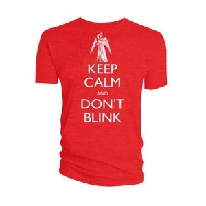 Image of Doctor Who - Keep Calm Don?t Blink Weeping Angel Mens X-Large T-Shirt - Red