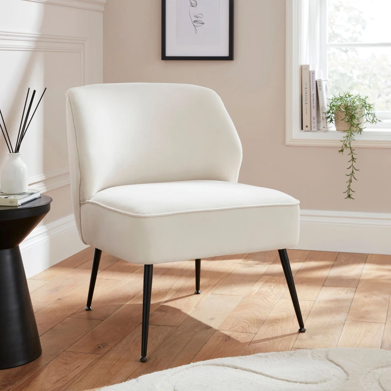 Image of GFW Ava Natural Velvet Fabric Accent Chair