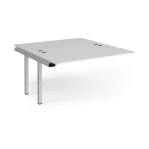 Image of Bench Desk Add On 2 Person Rectangular Desks 1400mm White Tops With Silver Frames 1600mm Depth Connex