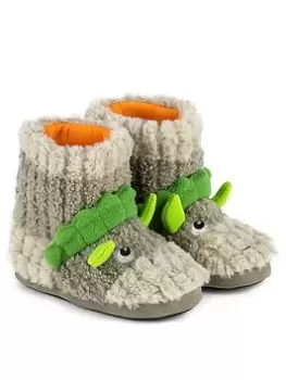 Image of TOTES Boys Dinosaur Slipper Boot- Tall, Green, Size 13-1