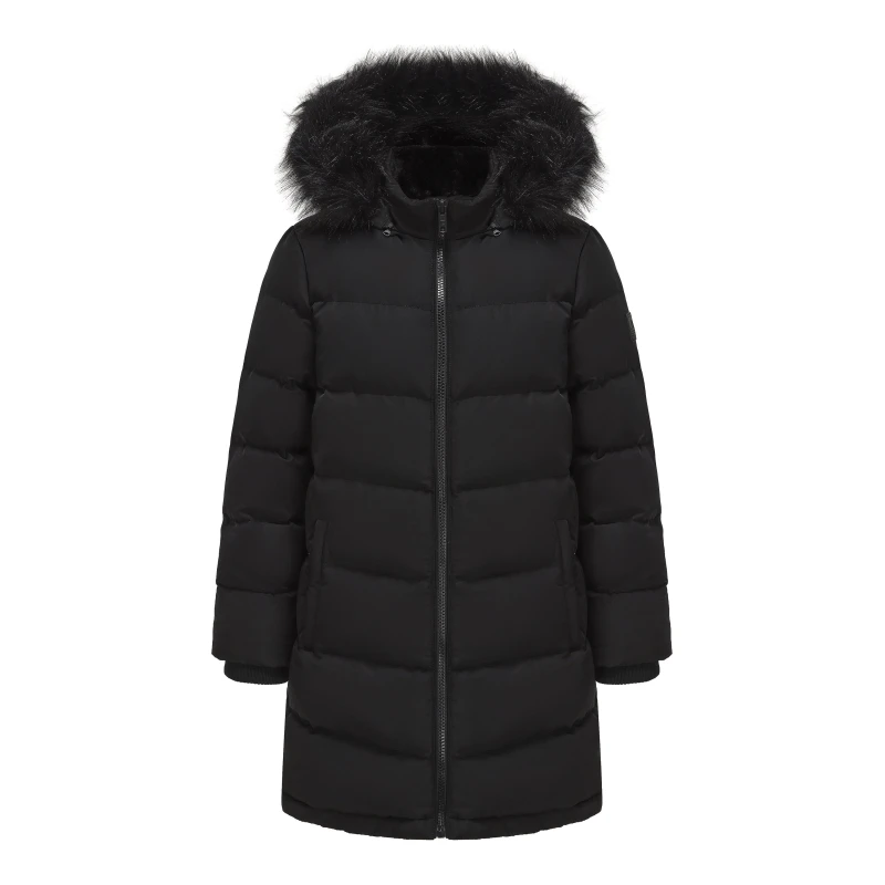 Image of SoulCal Womens Water Resistant Faux Fur Trim Windproof Long Sleeve Puffer Jacket Black female 8 (36)