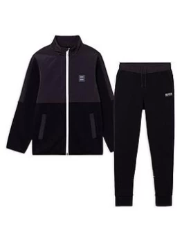 Image of BOSS Boys Logo Track Suit - Black, Size Age: 6 Years