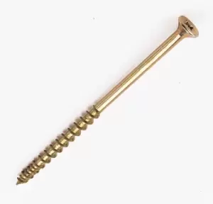 Image of Screw-Tite Yellow Zinc-Plated Case & Through Hardened Woodscrew (Dia)5mm (L)100mm, Pack Of 100
