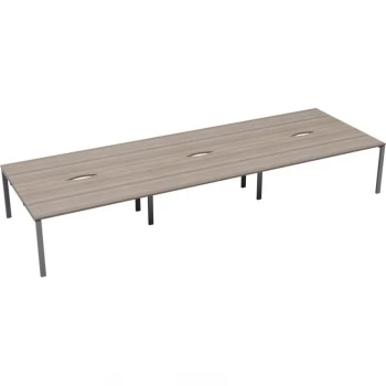 Image of 6 Person Double Bench Desk 1200X800MM Each - Silver/Grey Oak