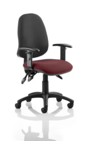 Image of Eclipse III Lever Task Operator Chair Black Back Bespoke Seat With Height Adjustable Arms In Ginseng Chilli