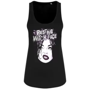 Image of Grindstore Womens/Ladies Halloween Resting Witch Face Floaty Tank (S) (Black)